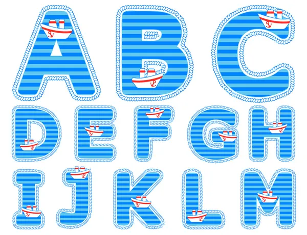 Baby boy alphabet set from A to M — Stock Vector