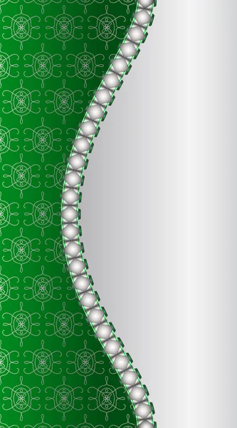 ビンテージ緑と銀のグリーティング カード — ストックベクタ
