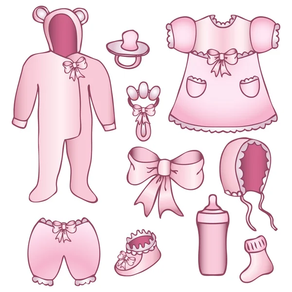 Ensemble d'accessoires bébé fille — Image vectorielle