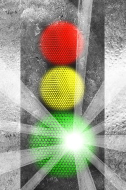 Traffic lights in the winter clipart