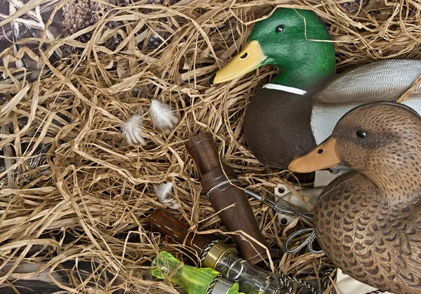 stock image Duck decoy with stuffed and calls