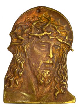 Bronze bas-relief with head of Jesus Christ clipart