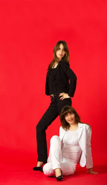 Sisters twins posing in studio — Stock Photo, Image
