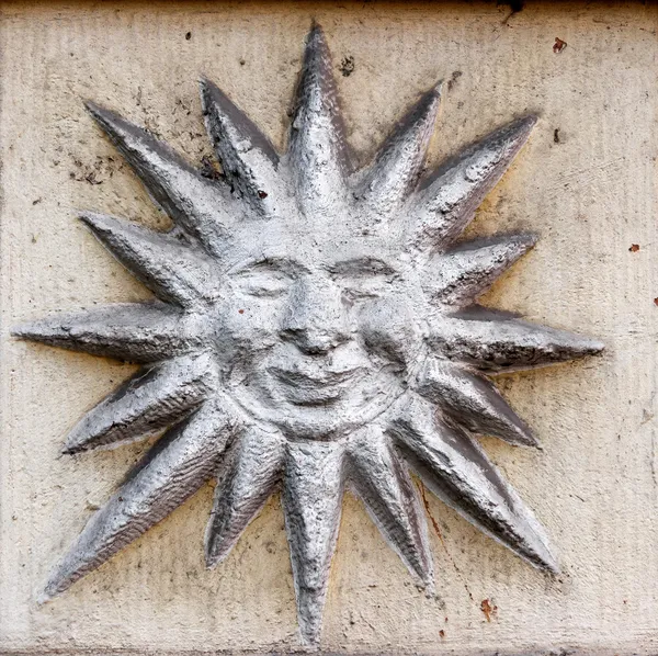 stock image Old vintage bas-relief with sun