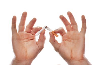 Man's hand crushing cigarette clipart