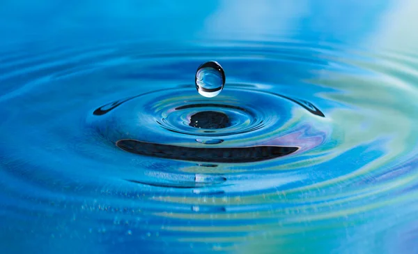 Drop of pure fresh water falls in water Stock Picture