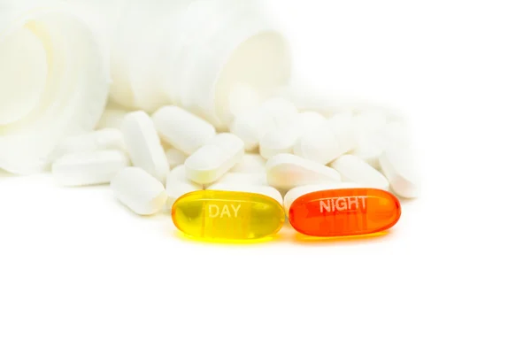 Aspirina dia e noite — Fotografia de Stock