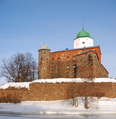 Kışın Vyborg castle. Rusya