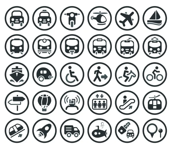 Set di icone vettoriali di trasporto — Vettoriale Stock