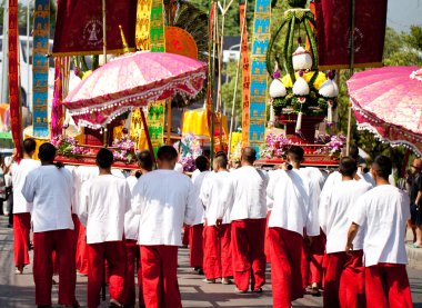 CHIANG MAI, THAILAND - FEBRUARY 4: Procession rear view on Chian clipart