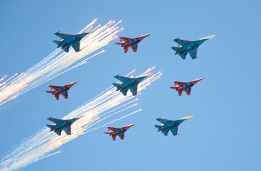 MiG-29 (The Strizhi aerobatic performance demonstrator team) fly clipart
