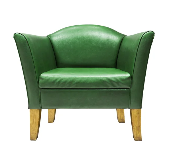 Дорогое зеленое кожаное кресло — стоковое фото
