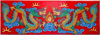 Art Chinese style painting two dragon clipart