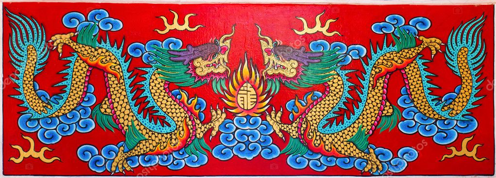 Art Chinese style painting two dragon — Stock Photo © stoonn #7984468