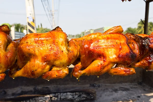 Chicken roasted on the spit — Stock Photo, Image