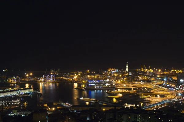 stock image Port of Genoa by night