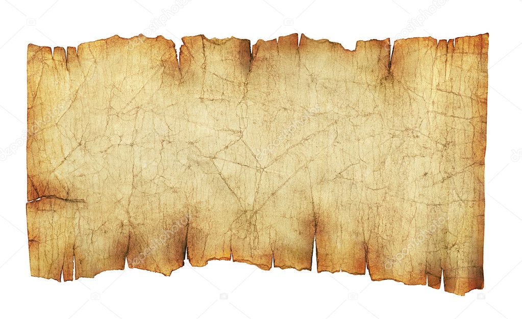 Old vintage paper scroll background isolated on white