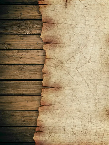 Vintage papier blad op hout — Stockfoto