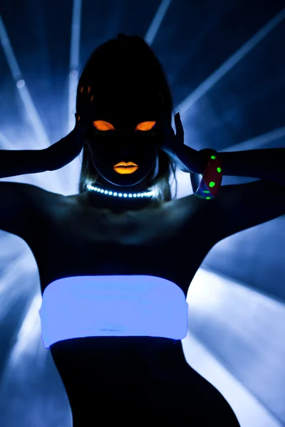 紫外線メイクアップ ディスコのダンスの女の子 — ストック写真