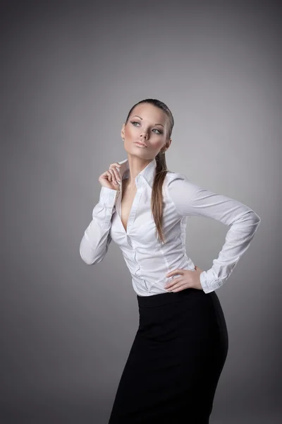 Feliz mujer de negocios sonrisa para usted —  Fotos de Stock