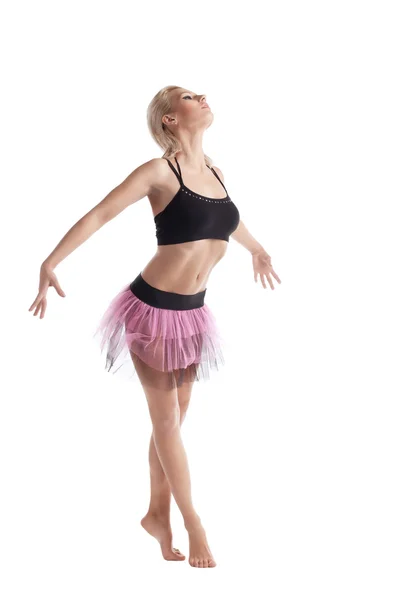 Athletische junge Frau posiert im Tanzsportkostüm — Stockfoto