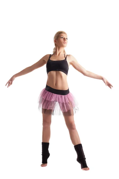 Sportowe młoda kobieta pozowanie w taniec sport strój — Zdjęcie stockowe