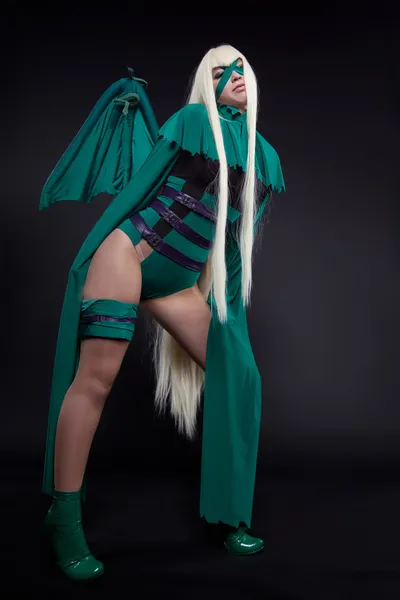 Personaje de anime disfraz verde furia cosplay — Foto de Stock