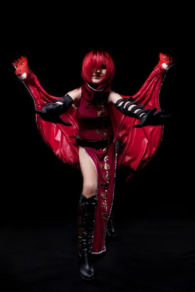 Κόκκινο μανία cosplay κορίτσι anime χαρακτήρα — Φωτογραφία Αρχείου