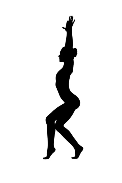 Nuori alaston nainen voimistelija tanssia alusvaatteita — vektorikuva