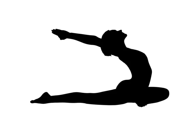 Mujer acostada en pose de yoga - paloma asana aislada — Vector de stock