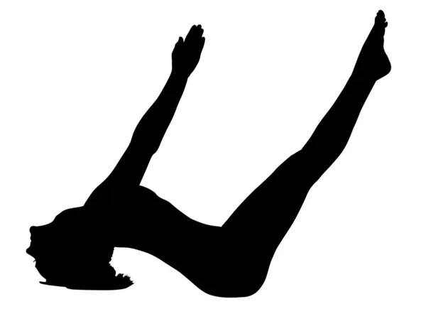 Mujer joven entrenando yoga - peces posan aislados — Vector de stock