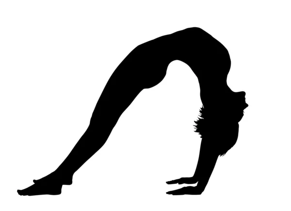 Mujer joven haciendo yoga puente pose aislado — Archivo Imágenes Vectoriales