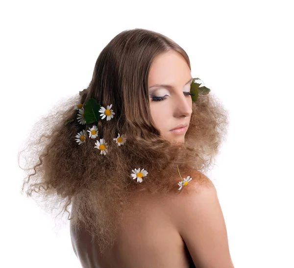 Meztelen lány divat haj stílus portré — Stock Fotó