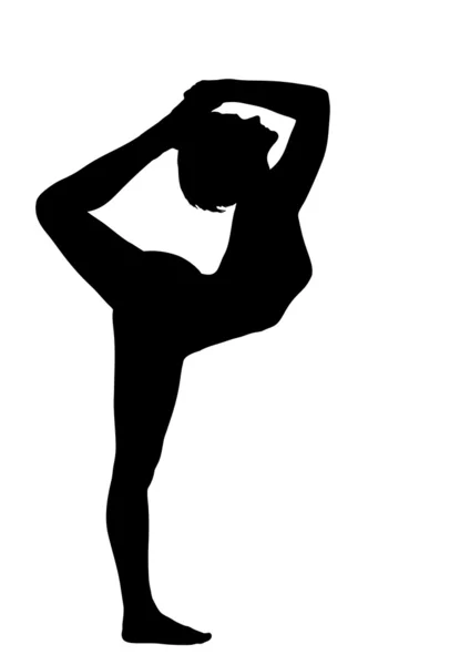 Belleza mujer negro stand en yoga - Bailarina Pose — Vector de stock