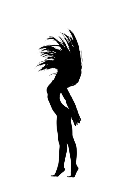 Frau tanzt Go-Go mit langen Haaren — Stockvektor