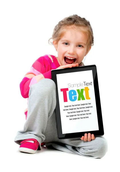 Niña con un Tablet PC — Foto de Stock