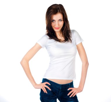 White caucasian Teen wearing a clean T-Shirt clipart