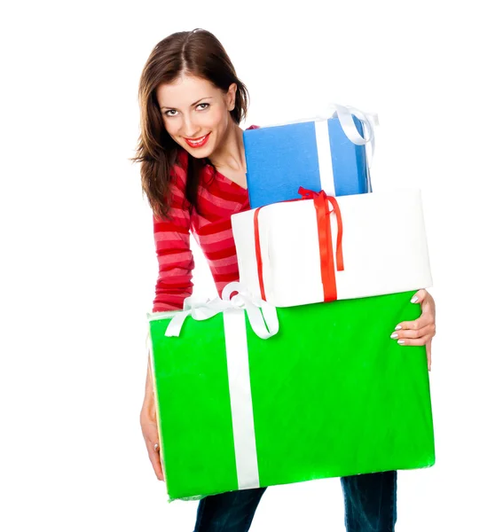 Cute young girl with a gift — Stock Photo, Image