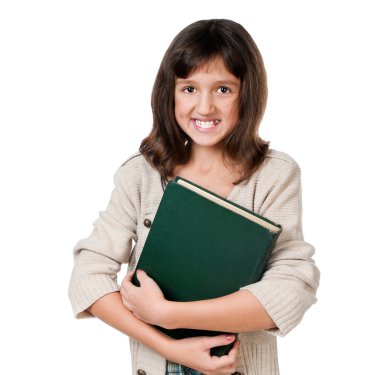 Little girl with a book clipart