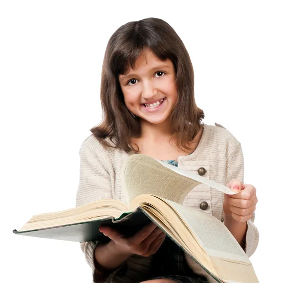带着一本书的小女孩 — 图库照片