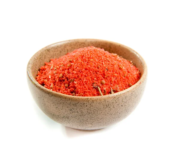Czerwony przyprawy do miski ceramiczne — Zdjęcie stockowe