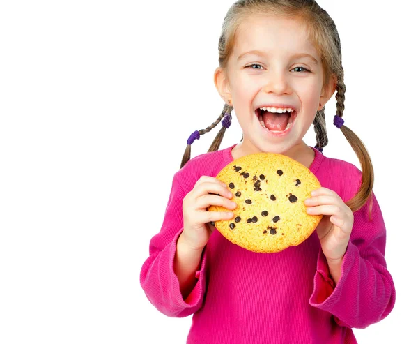 Menina com biscoitos chip — Fotografia de Stock