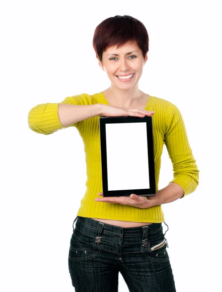 Girl with tablet — Stock Photo, Image