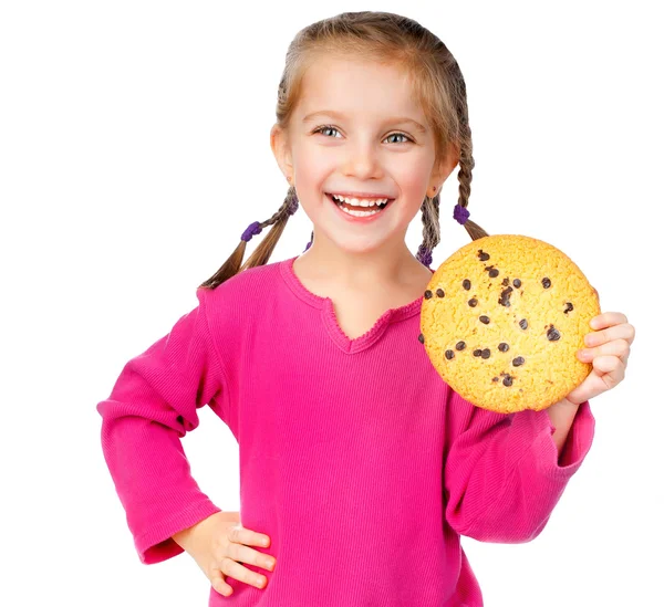 チップ クッキーを持つ少女 — ストック写真
