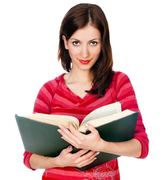 Beautiful girl student reading a book — Stock Photo, Image