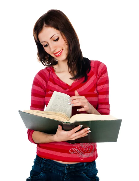 美しい女の子の学生は本を読んで — ストック写真