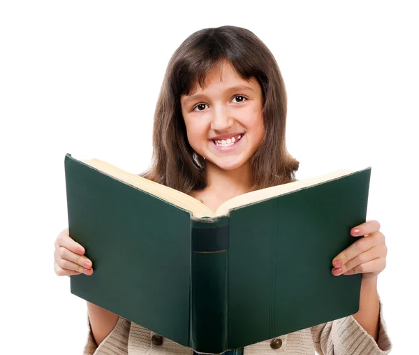 Lille pige med en bog - Stock-foto
