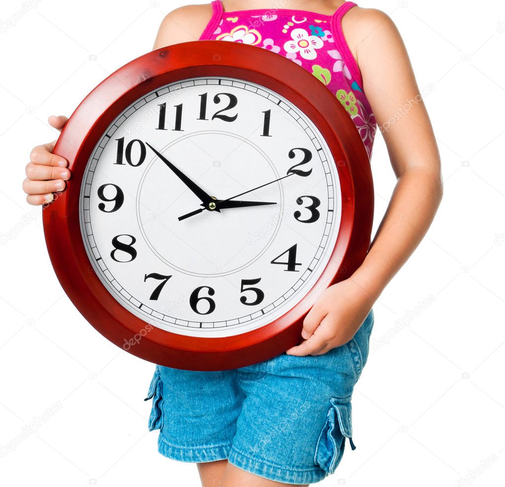 Little girl with clock Stock Photo by ©GekaSkr 8938469