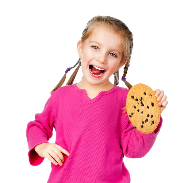 Menina com biscoitos chip — Fotografia de Stock