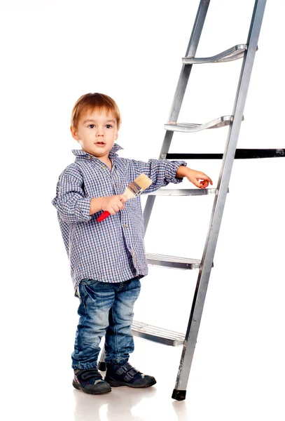 Kleine jongen met penseel — Stockfoto